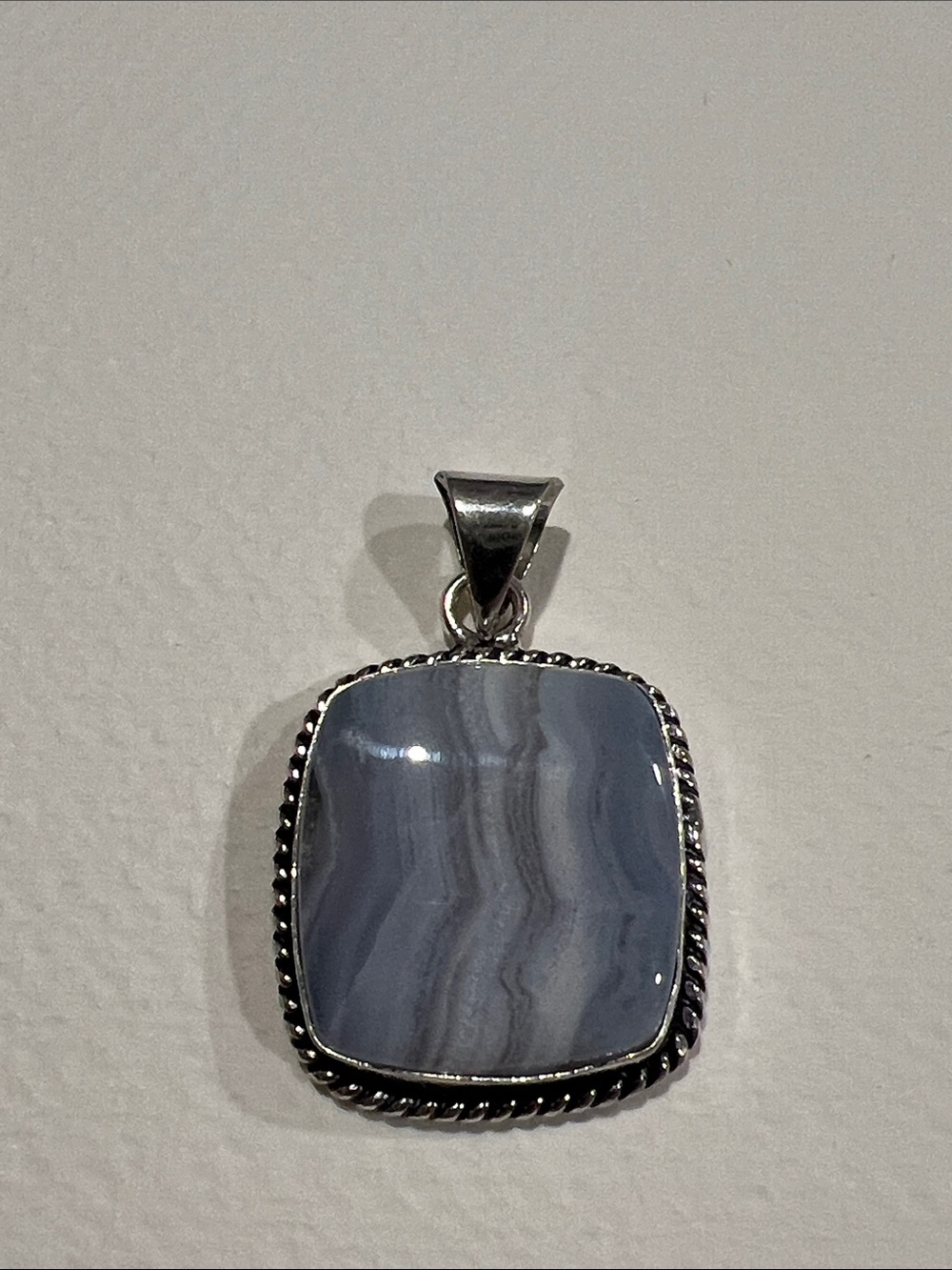 Sterling Silver Blue Lace Agate Pendant